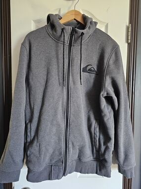 Quiksilver Men's Charcoal Gray Full-Zip Hooded Sweater